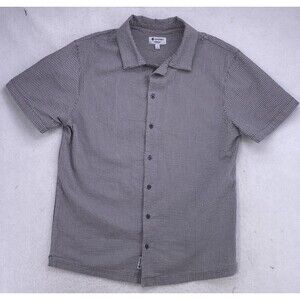 Sperry Premium Apparel L Short Sleeve Button  Shirt Gray Pinstripe Seersucker